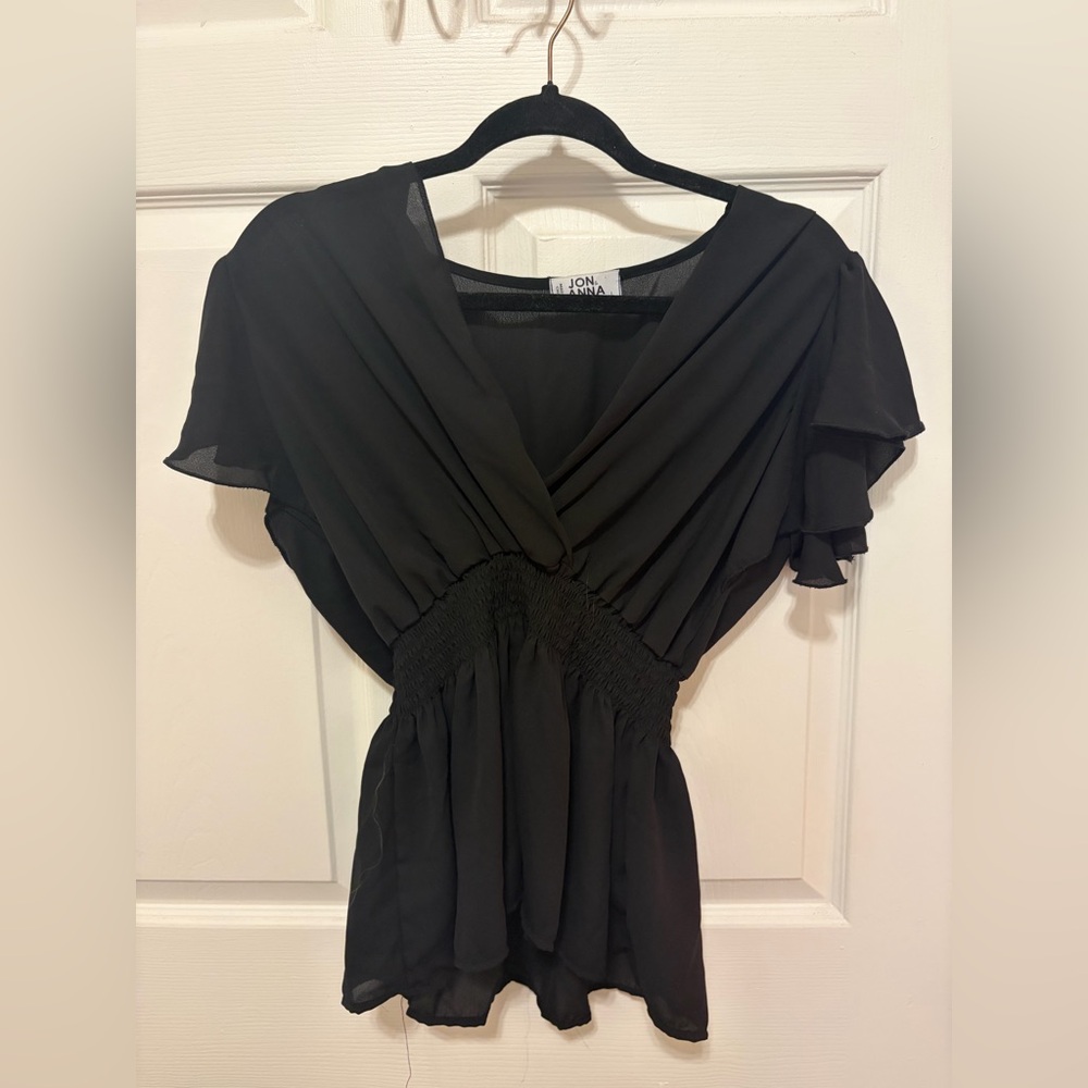 Jon & Anna Black V-Neck Top